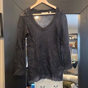 Navy blue v-neck mohair sweater Anthropologie